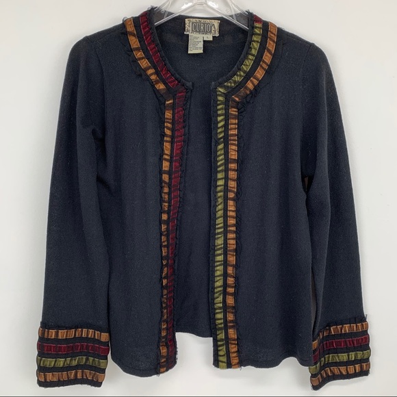 Anthropologie Sweaters - Curio Anthropologie Ribbon Trimmed Cardigan Size L